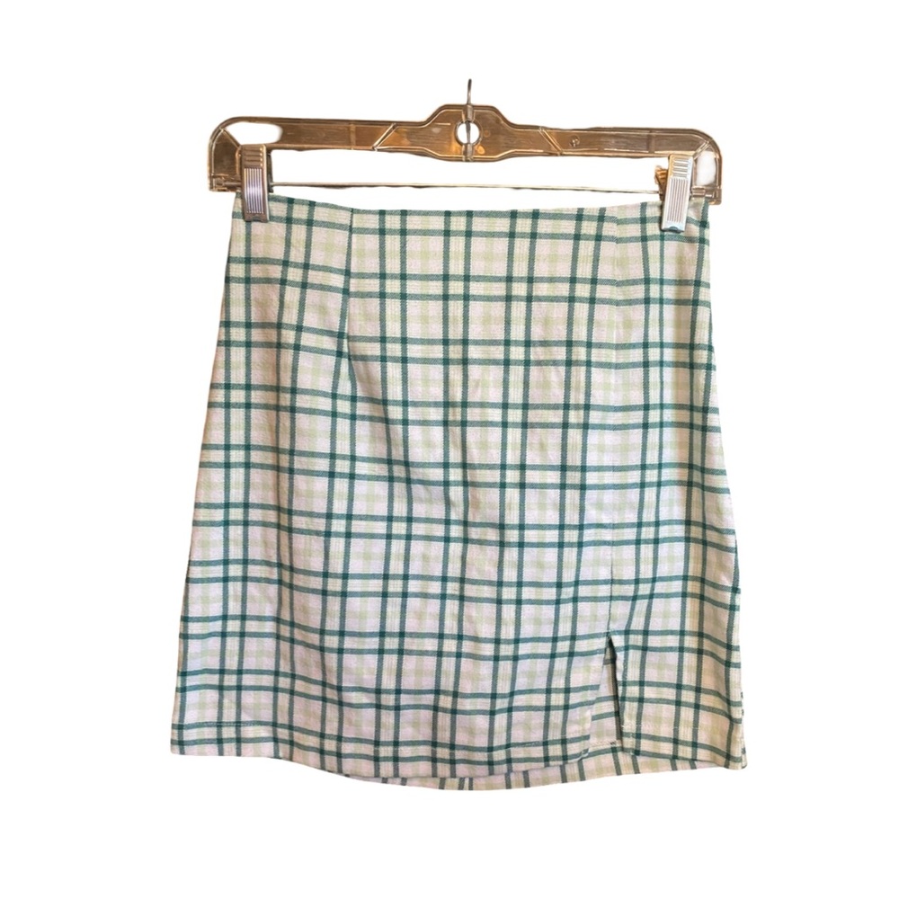 Wild Fable Green and Cream Plaid Mini Skirt